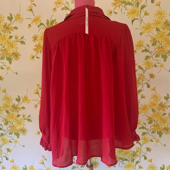 NWT Tie neck button up oversize blouse size M - Picture 7 of 17